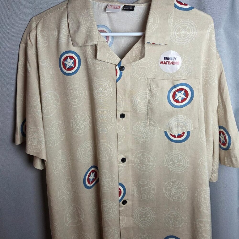 Captain America Marvel Shirt Men’s Short Sleeve Button Down Collar Size XL/TG/EG